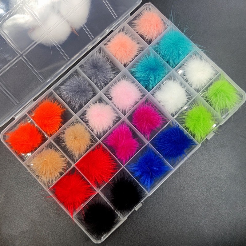 24Pcs Detachable 3D Nail Plush Faux Fur Balls Removable Nail Art Fluffy Pom Ball