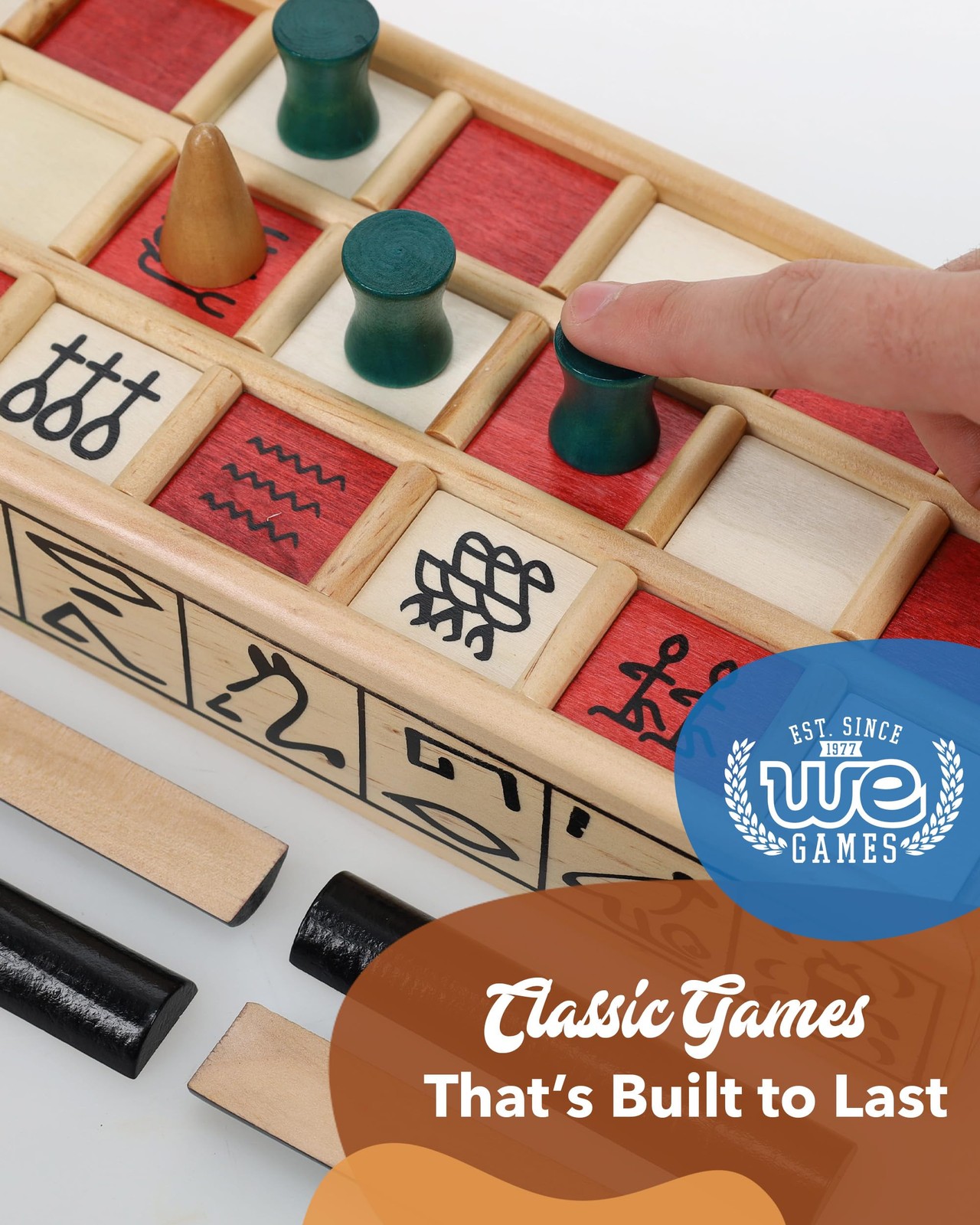 WE Games Senet Egyptian Board Game – Handcrafted 16.25 x 5 x 2.25, Brown