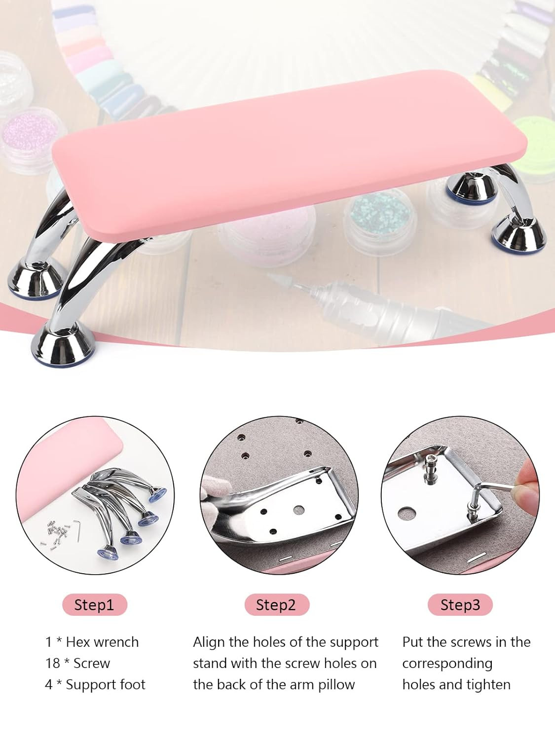 Big Arm Rest for Nails Cushion, Microfiber Leather Hand Rest for Nails Tech, Han