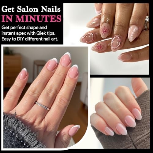 Extra Short Almond False Nail Tips, 15 Sizes 510 PCS Clear A-Extra Short Almond