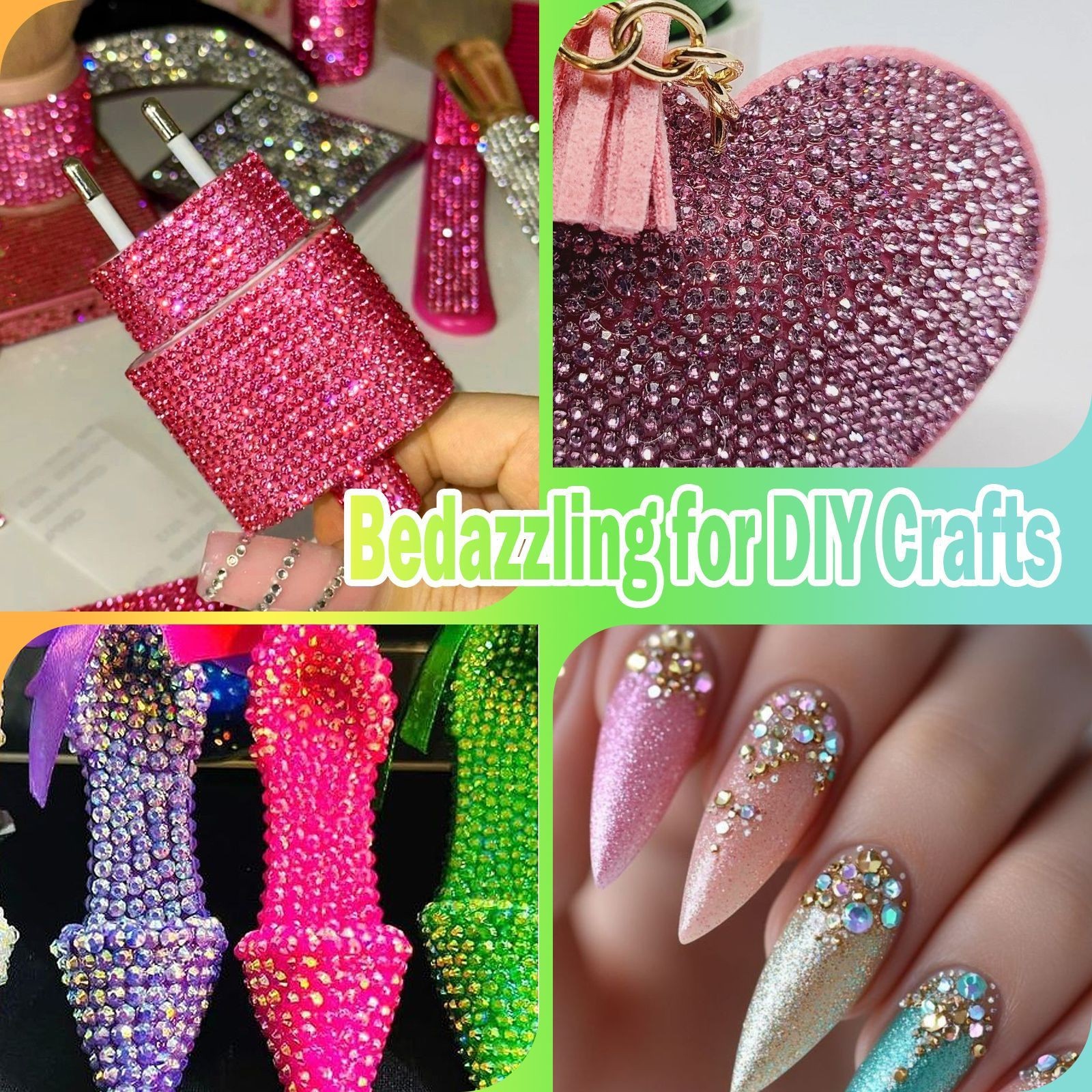 Flat Back Nail Art Rhinestones Wax Pen & Tweezers for Nails Mix Sizes 3/4/5/6mm