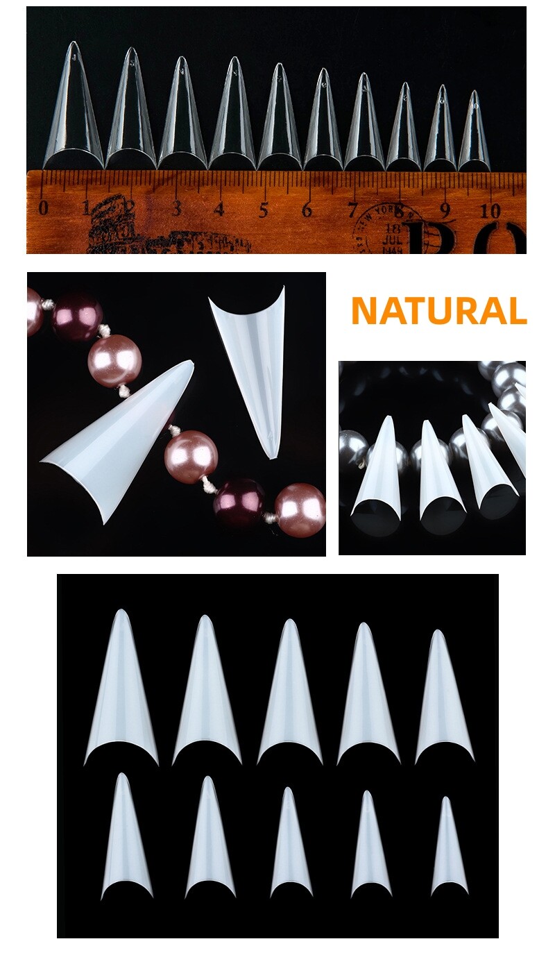 500PCS Half Cover French STILETTO FALSE NAILS Salon Manicure DIY Extension Tips