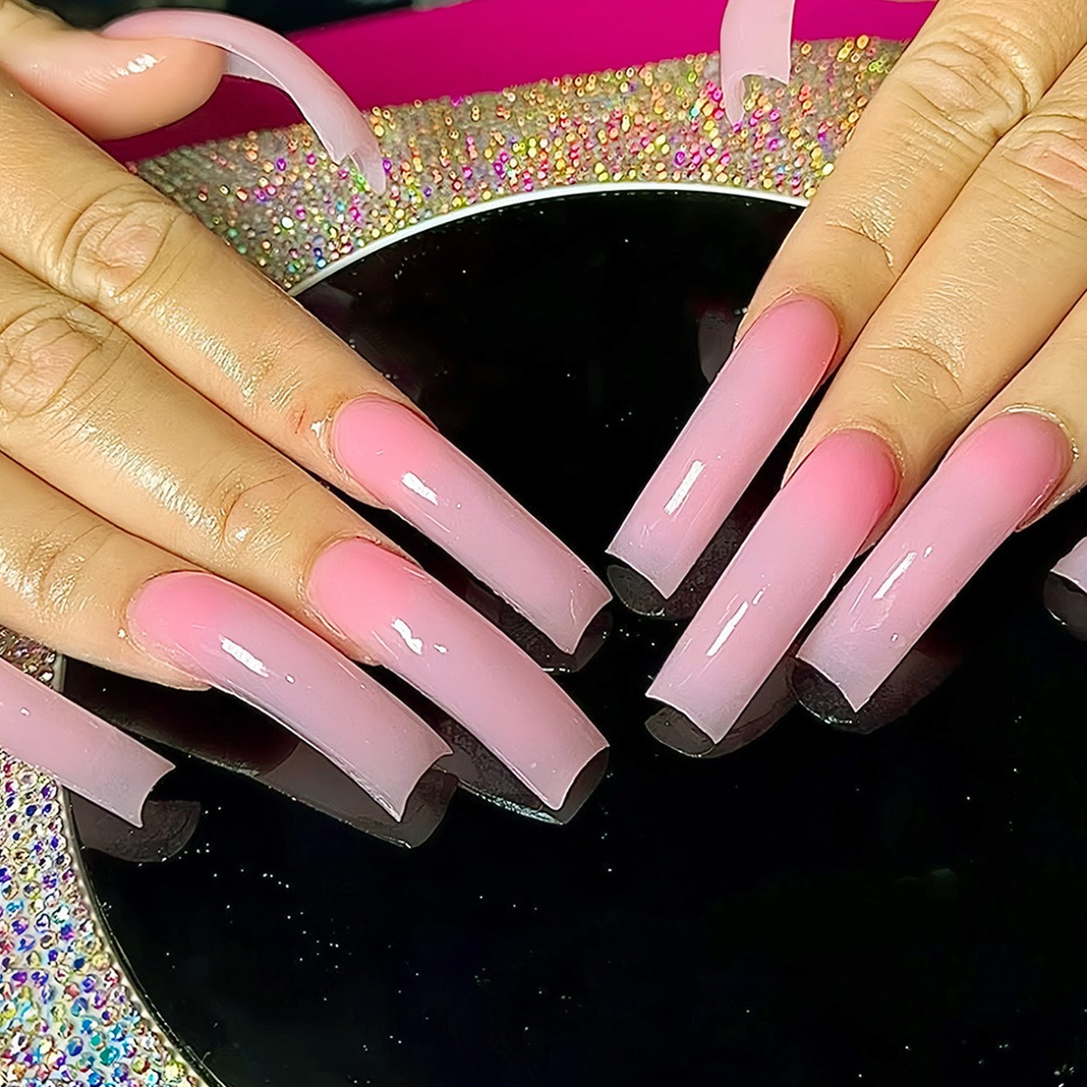 Pink Purple Gradient Long Press On Nails Ins Style Wholesale