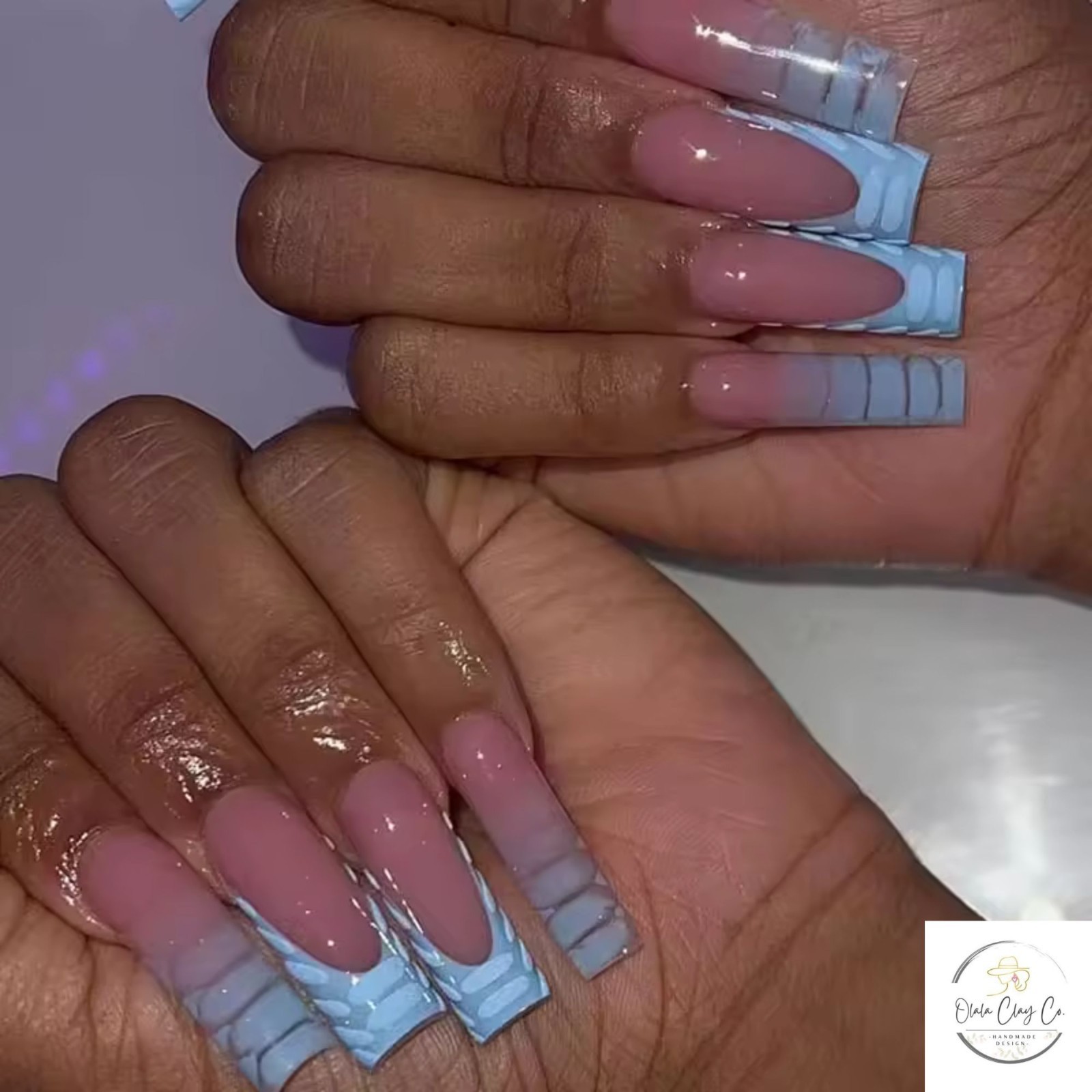 Olalaclayco Handmade 10pc Press On Nails, Hand Painted Gel False Nails, 10 Pc