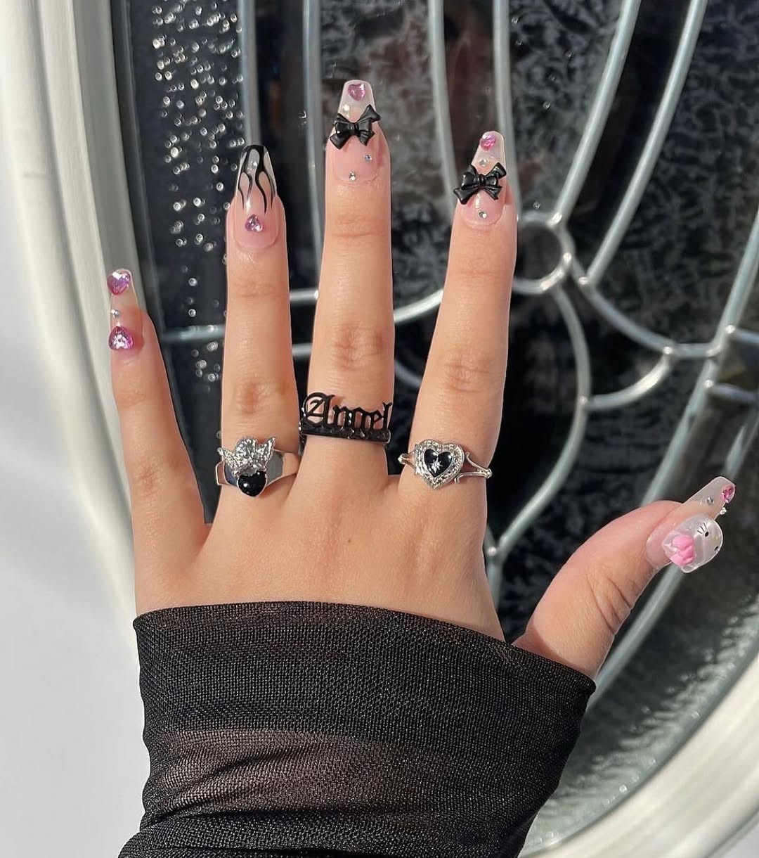 Hello Kitty 3D Cute Press On Nails 24pcs All Sizes Included Coffin Style