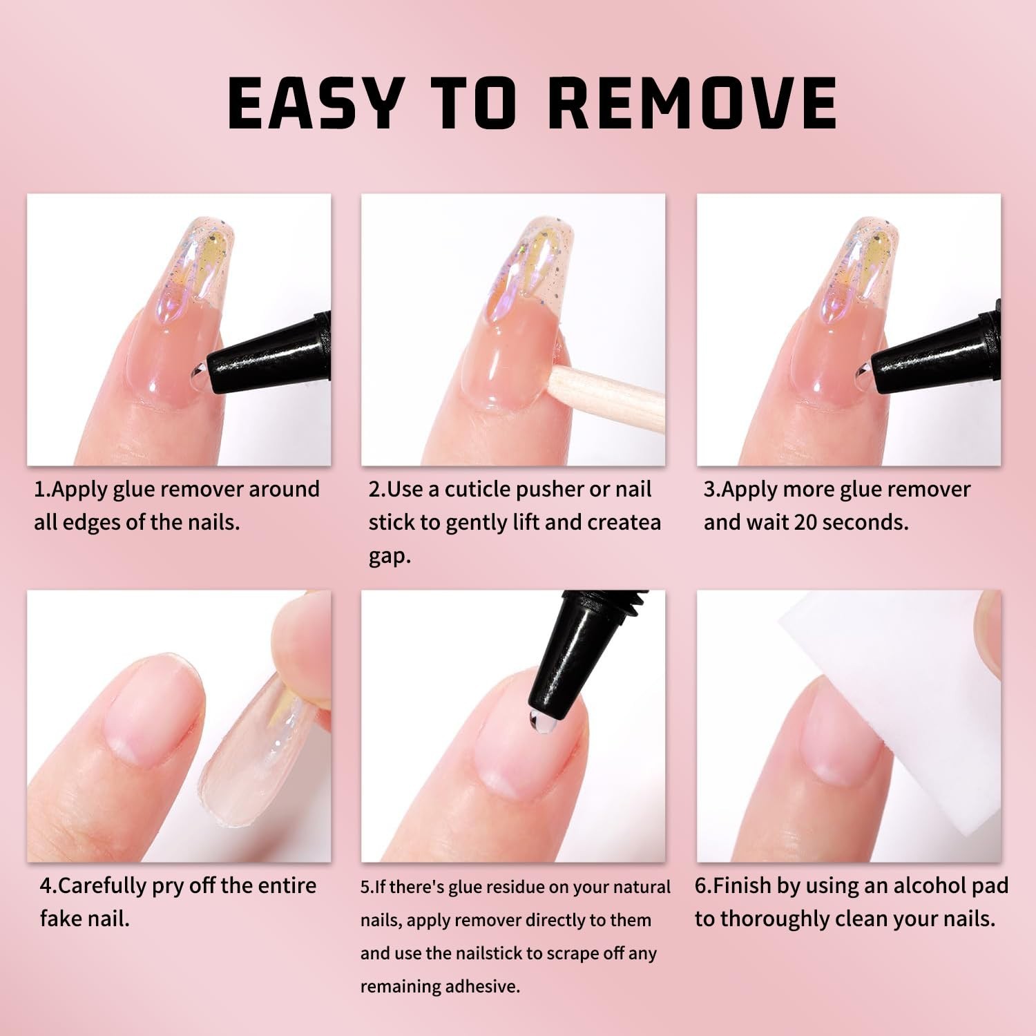 15g Semi Solid Nail Glue with Remover for Press On Nails Tips Gel Clear