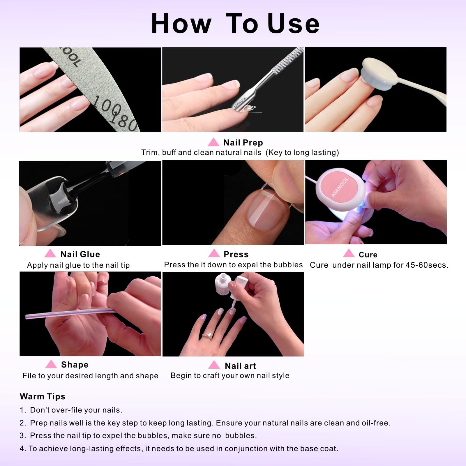 Short Square x Nail Tips Kit, 552pc XS Gelly Tip Glue Set with UV light