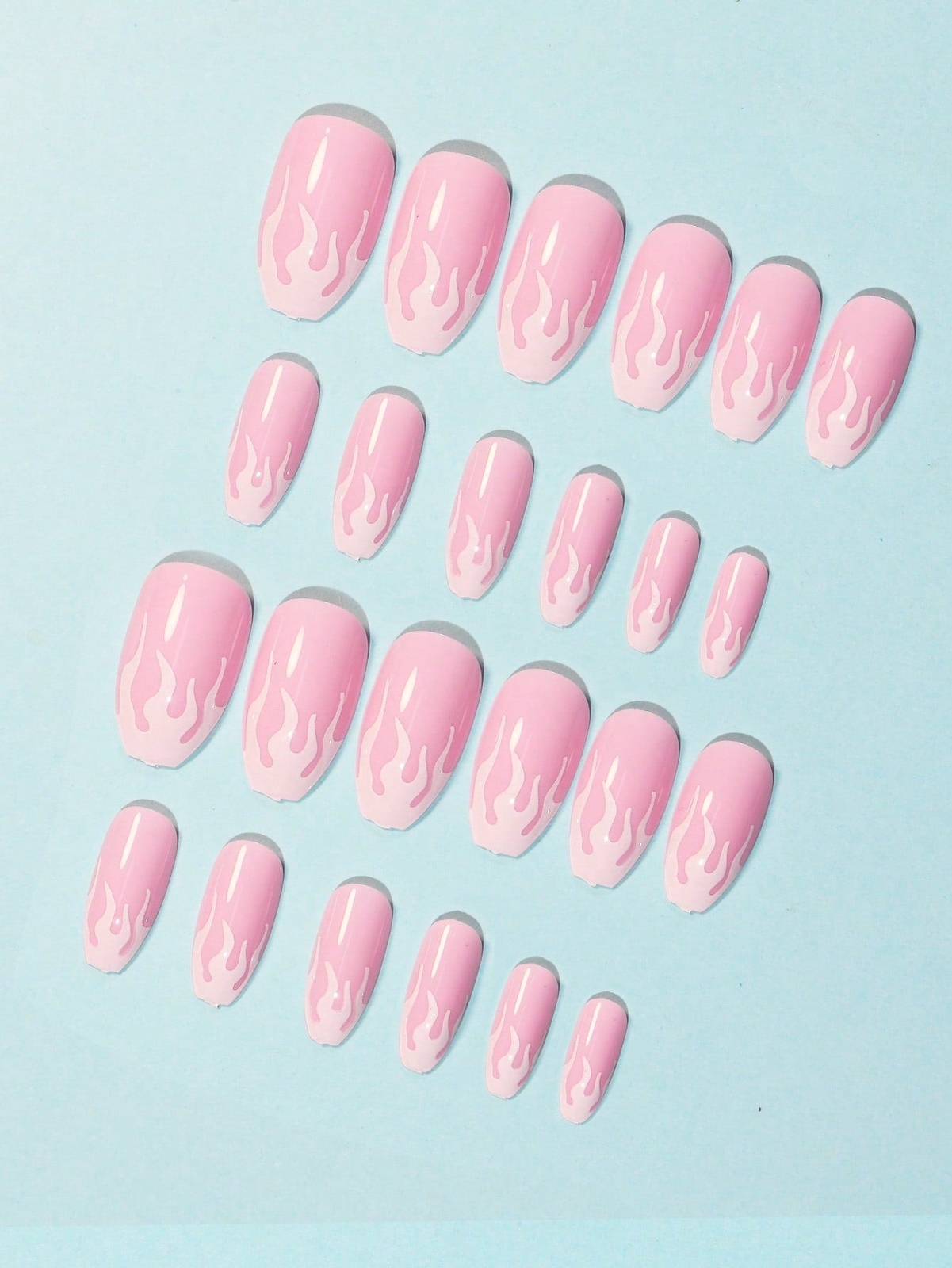 24pcs White Flame Fake Nail False Nails Press On Nails Glue On Nails Stick On