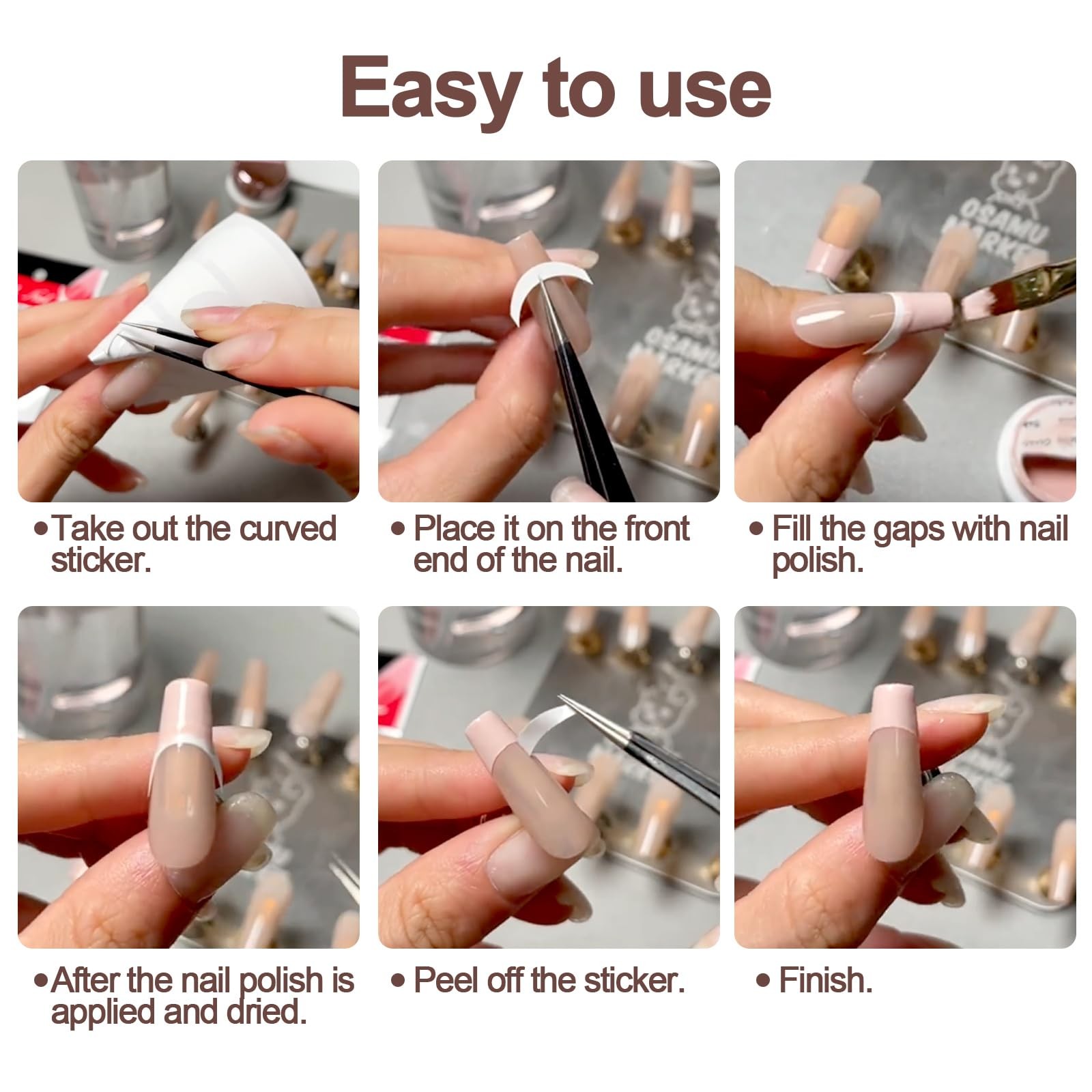 12 Sheets 576 PCS French Manicure Strips Self-Adhesive Nail Guide Tips Manicu…
