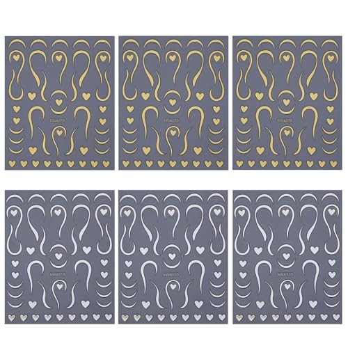 3D Bronzing Silver Heart Nail Decals Valentine Nail Art Stickers Decals Style-6