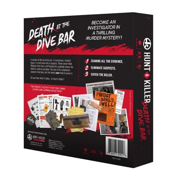 Hunt A Killer: Death At The Dive Bar, Solve a 10.5″ x 9.5″ x 2″, Multicolor
