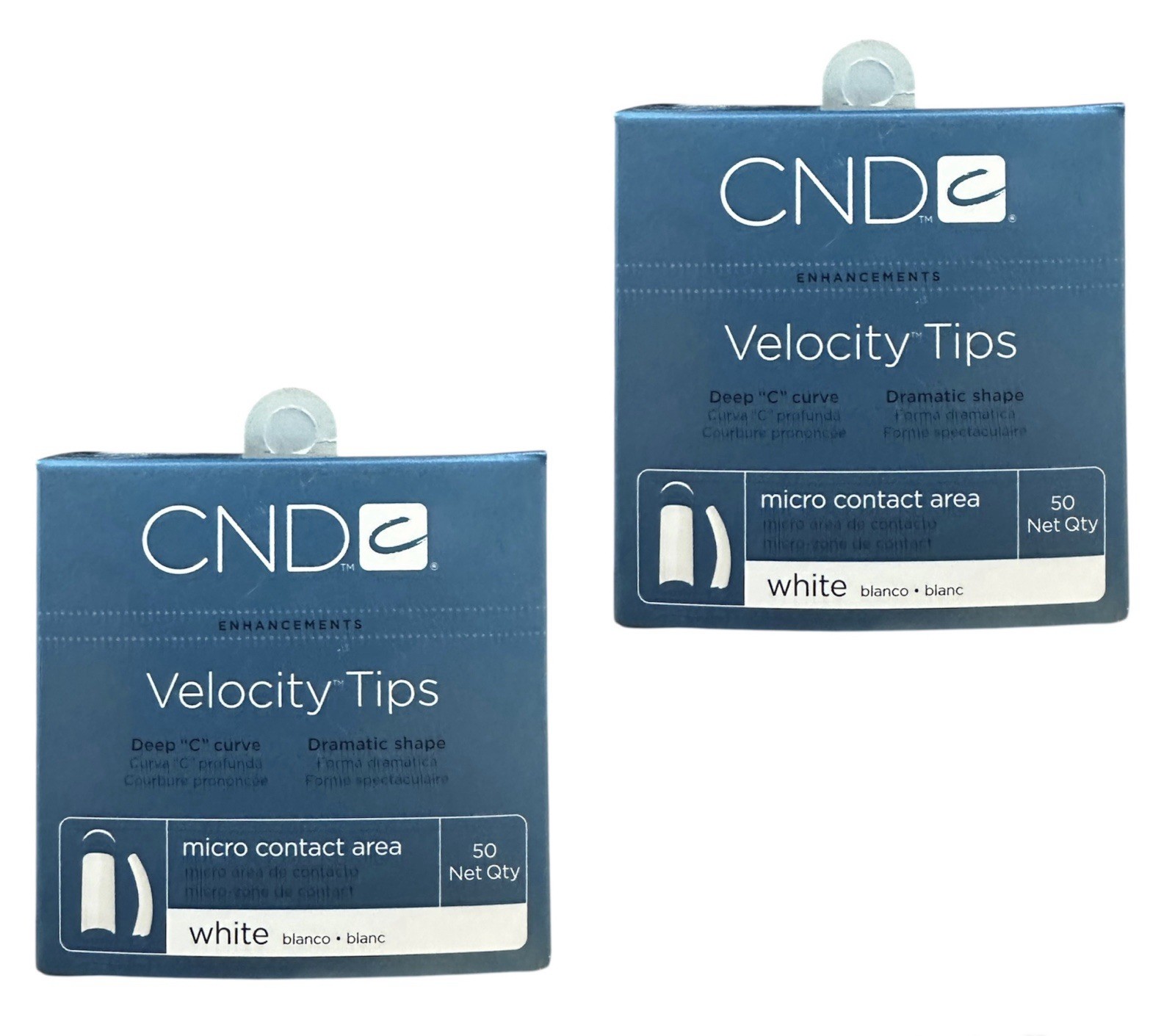 CND Velocity WHITE Tips – 50 Tips – (Pack of 2) – Choose Your Size