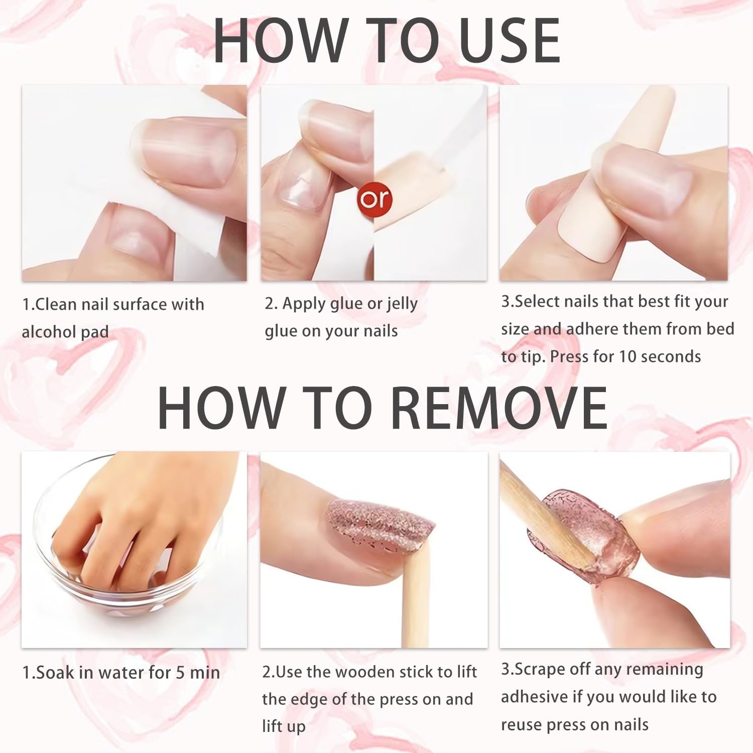 24Pcs White French Tip Press on Nails Short Square Fake Nails Glossy Pink Acr…