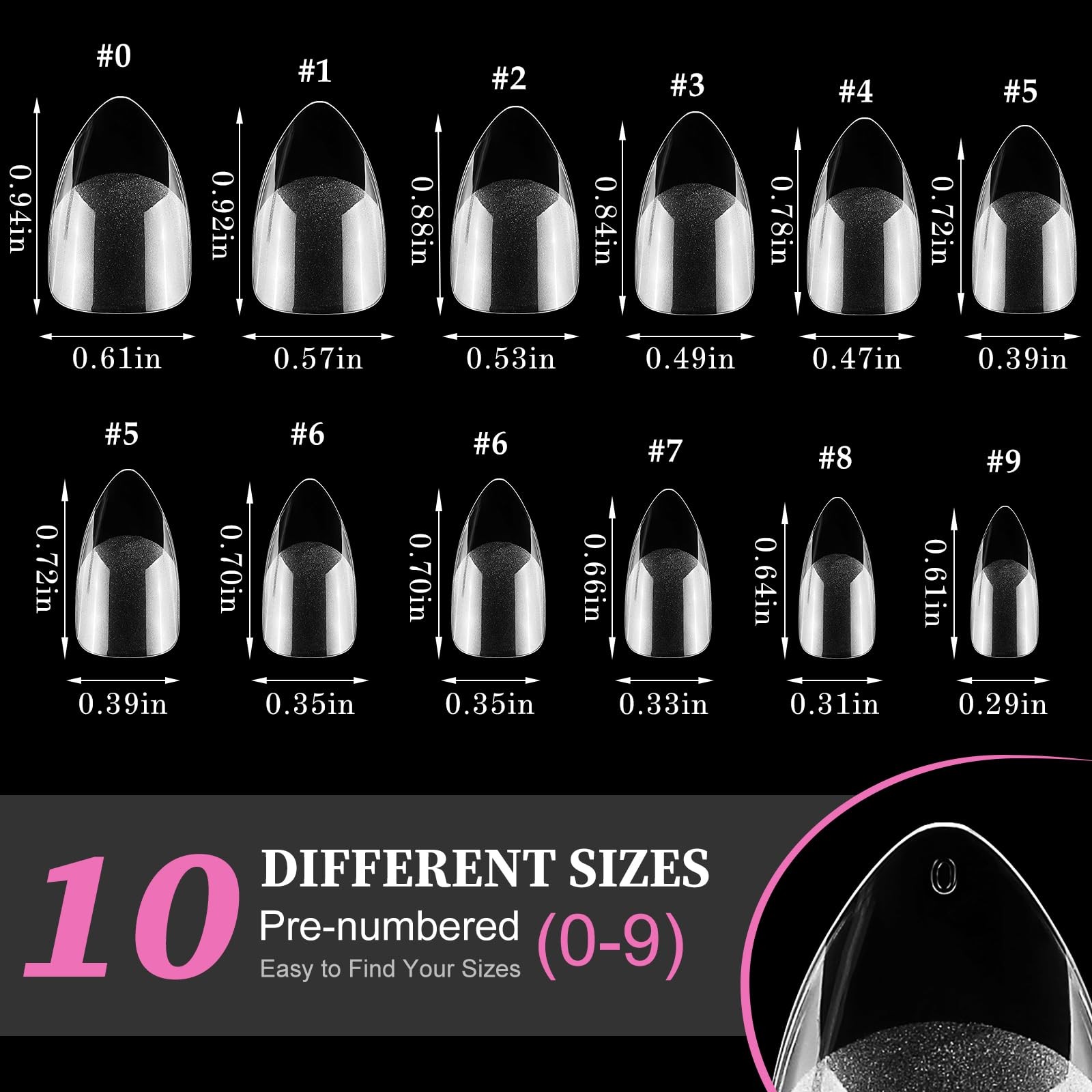 Short Stiletto Gel Nail Tips, 240pcs Acrylic Nail Tips Full Cover Clear Press…