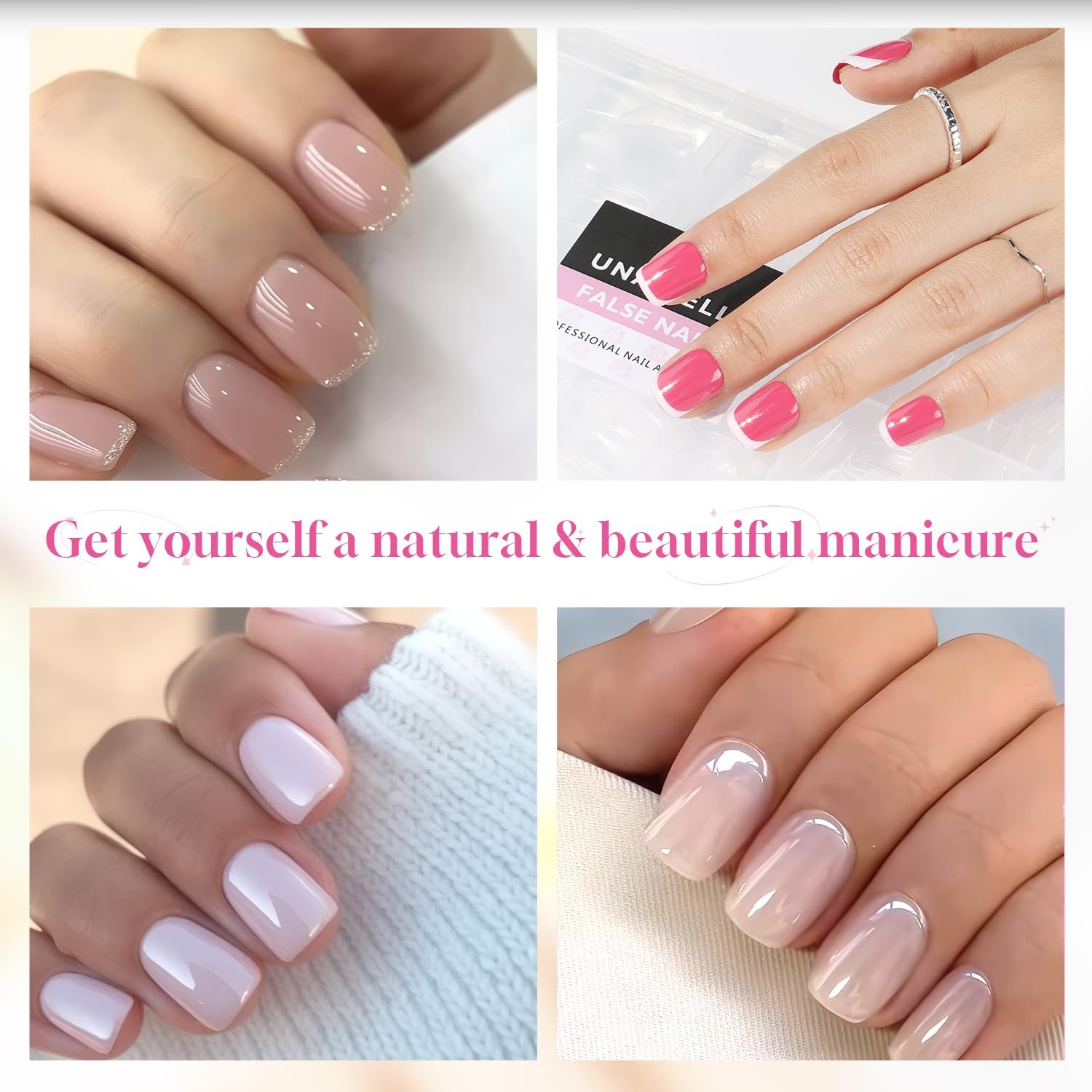 UNA GELLA Extra Short Square Nail Tips, 312pcs XS (XS), Clear