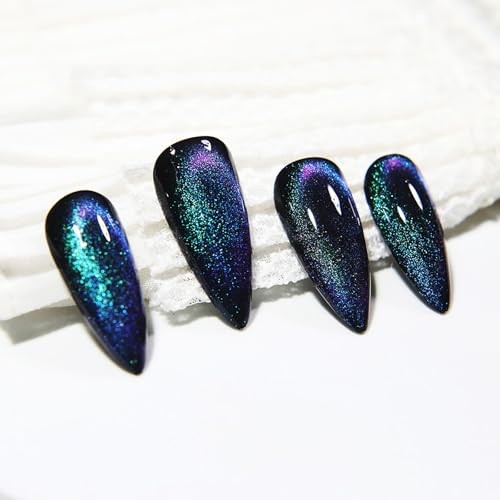 Stiletto Press on Nails – Deep Space Blue Long Fake Nails – Velvet Effect
