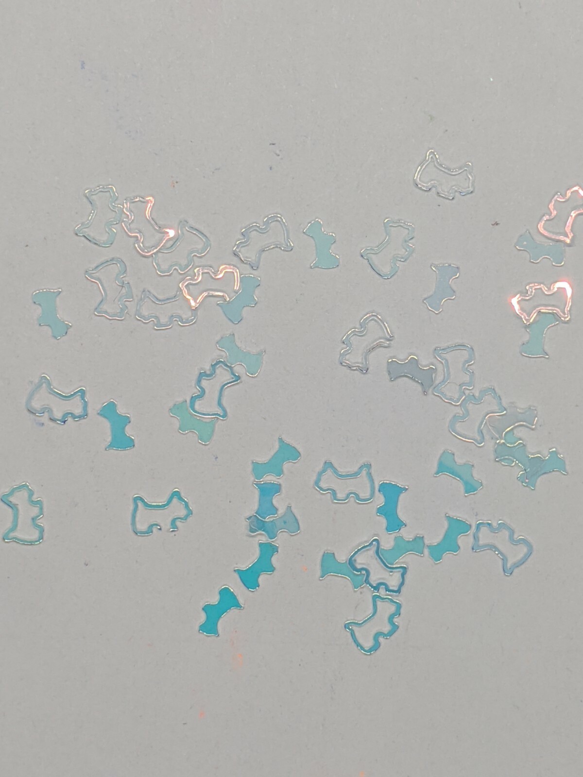 Iridescent White/AB Scottie dog shape Nail Art Embellishment Sequins, UK Seller.