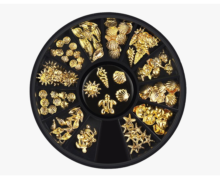 DIY Wheel Metal Ocean Shell Style For Nail Art Tips 3D Decoration Nails