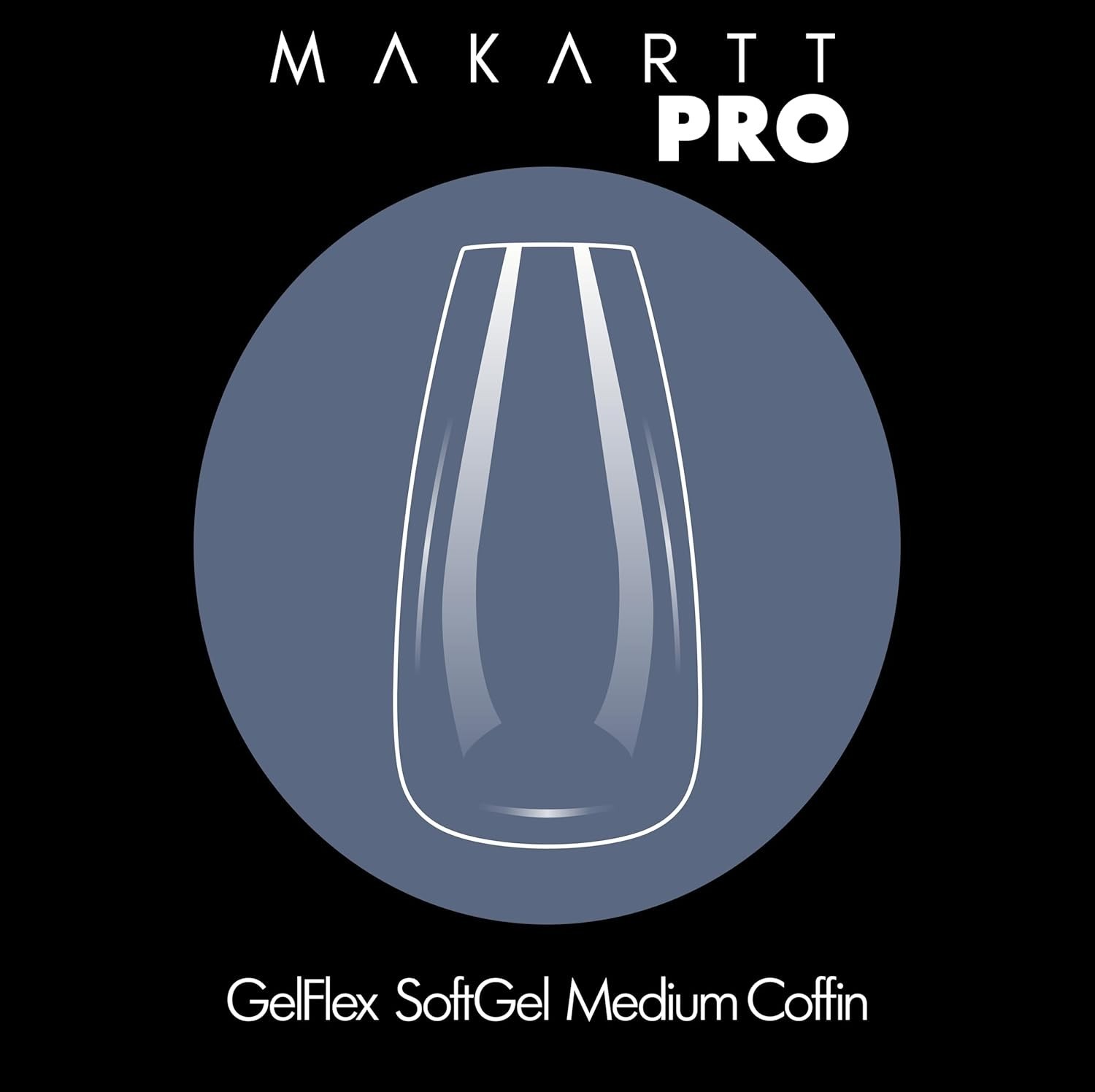 Makartt Pro GelFlex Soft Gel Clear Nail Extension Tips Medium Coffin 500pc Box!
