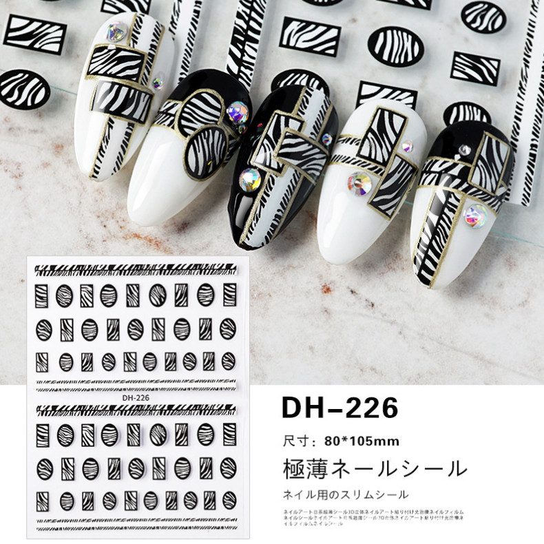 3D Nail Art Stickers Decal Manicure Snake Leopard Letters Love Star Moon NH12