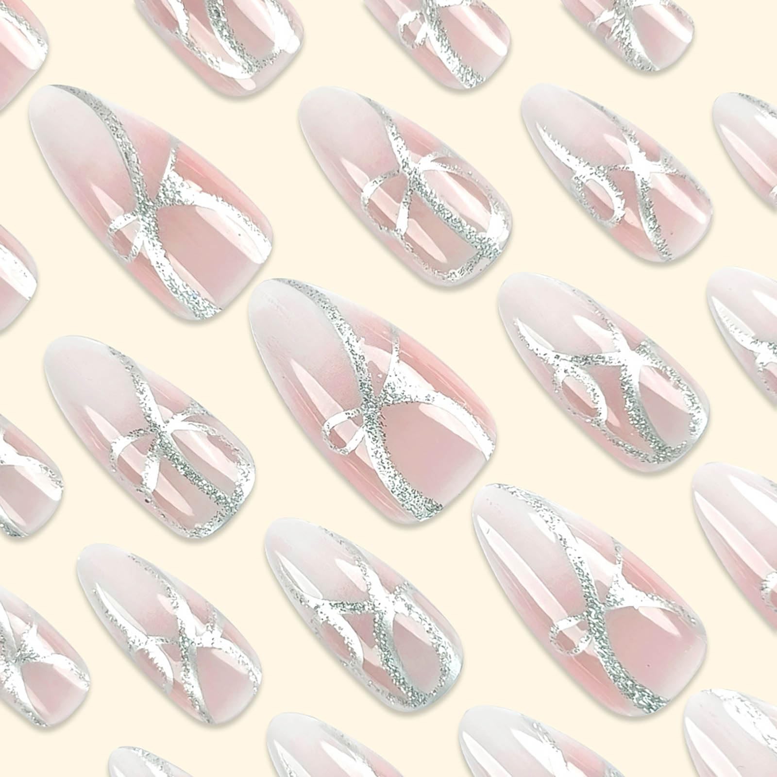 Press on Nails Short,Almond Fake Nails,White Gradient Full Cover Glue on Nail…