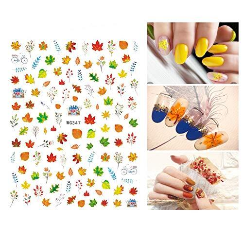 3D Thanksgiving Nail Art Stickers 6 Sheets Autumn Fall Nail Art Accessories C