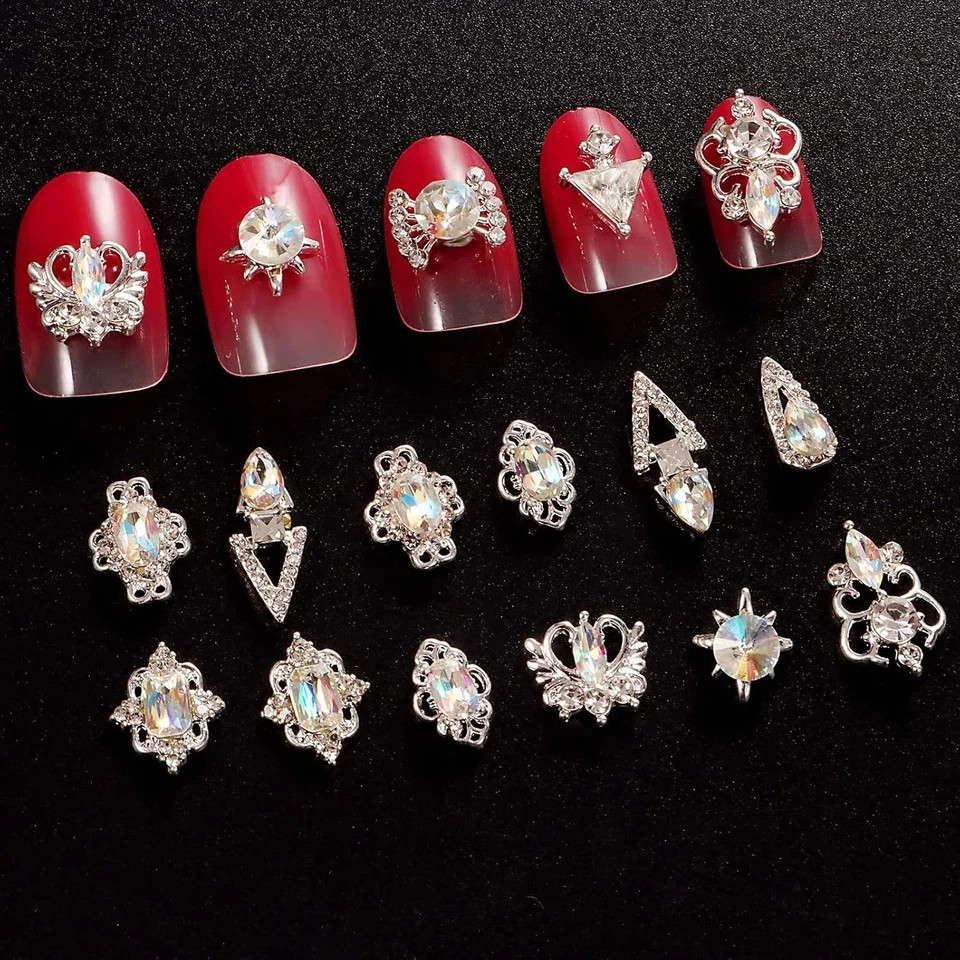1 Pack Of 50 Pcs Fusiform Gold Nail Charms Nail Art Kit 3D Nail Charms Nail Gems
