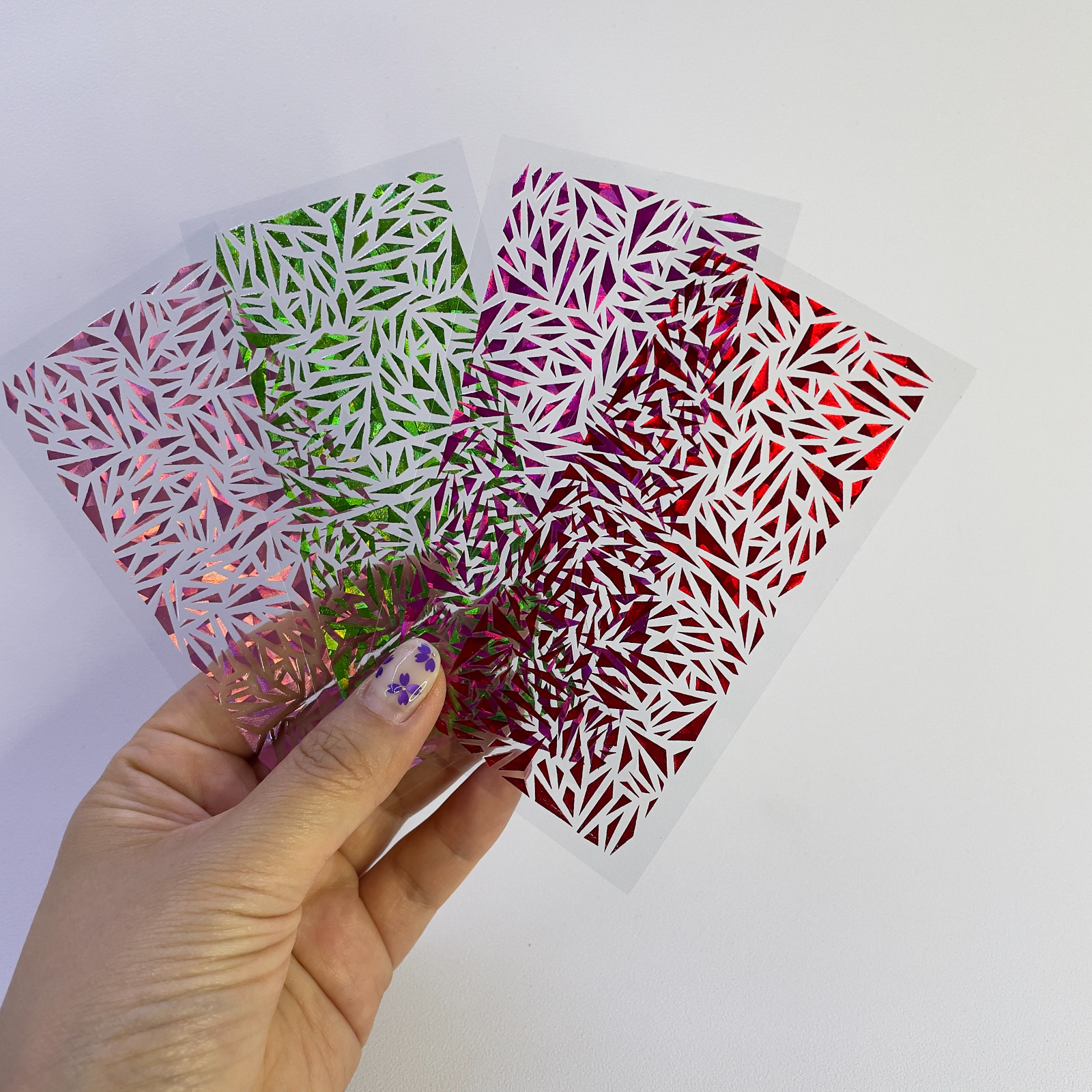 Rainbow Glass Nail Foils 4pc Set DIY Holographic Multi-Color Made in Korea