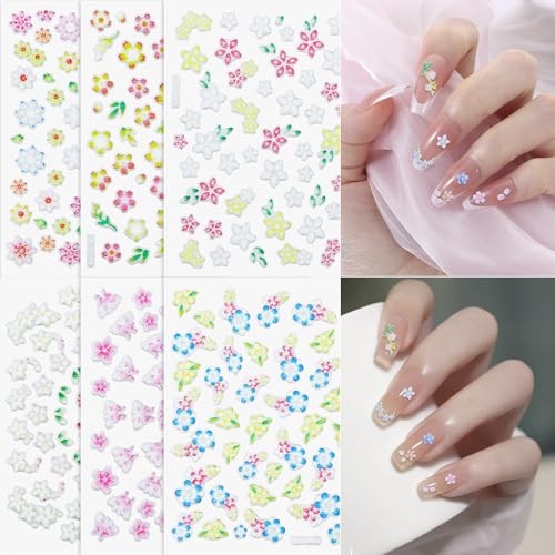 Flower Nail Art Stickers Decals, 30 Sheets Spring Floral Nail Decals Colorful
