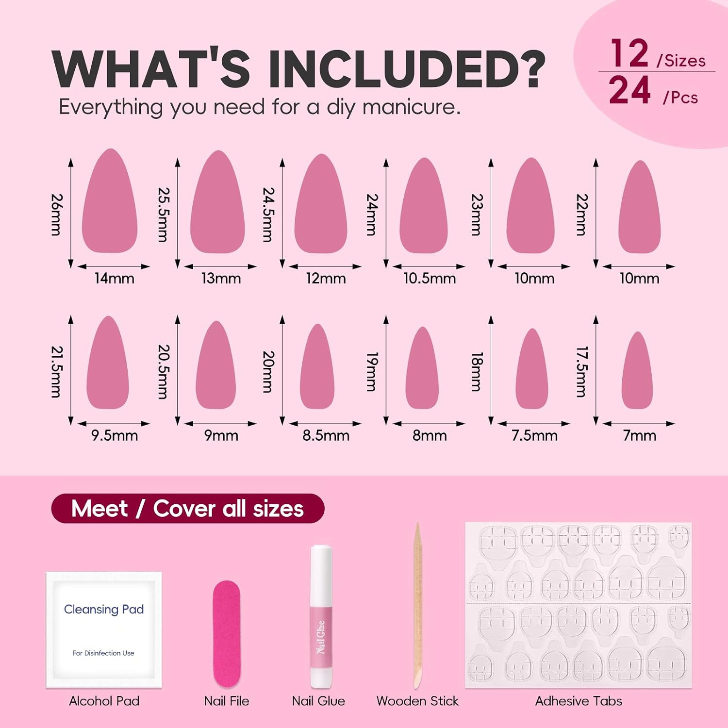 3D White Flower Press on Nails Medium Almond Spring Summer Vacation Fake Nails w