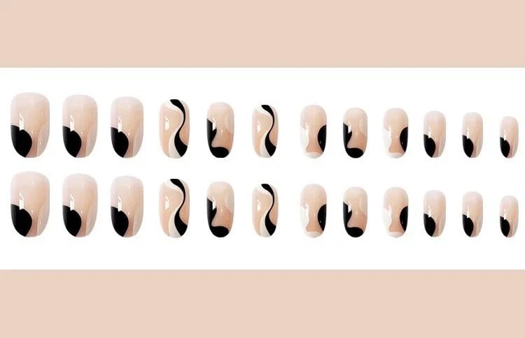 Secret Lives Reusable Press On Nails Designer Oval Shape White Skin 24 SET