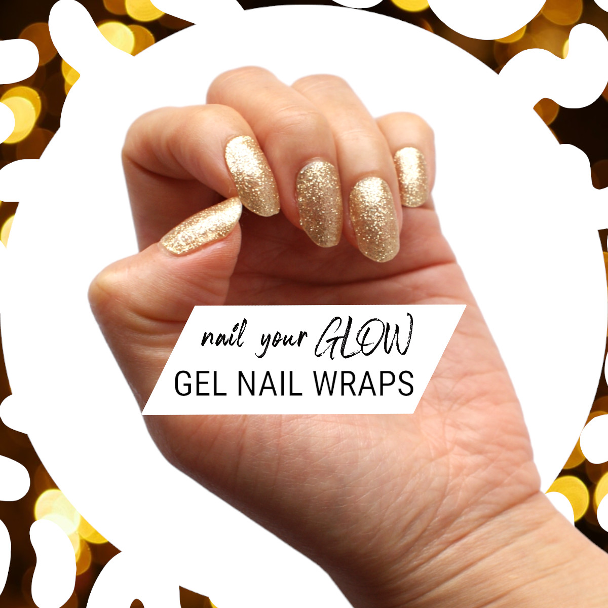 20 Gel Nail Wrap Stickers, Shimmer Sparkly, Semi Cured UV/LED, Nail Art Design