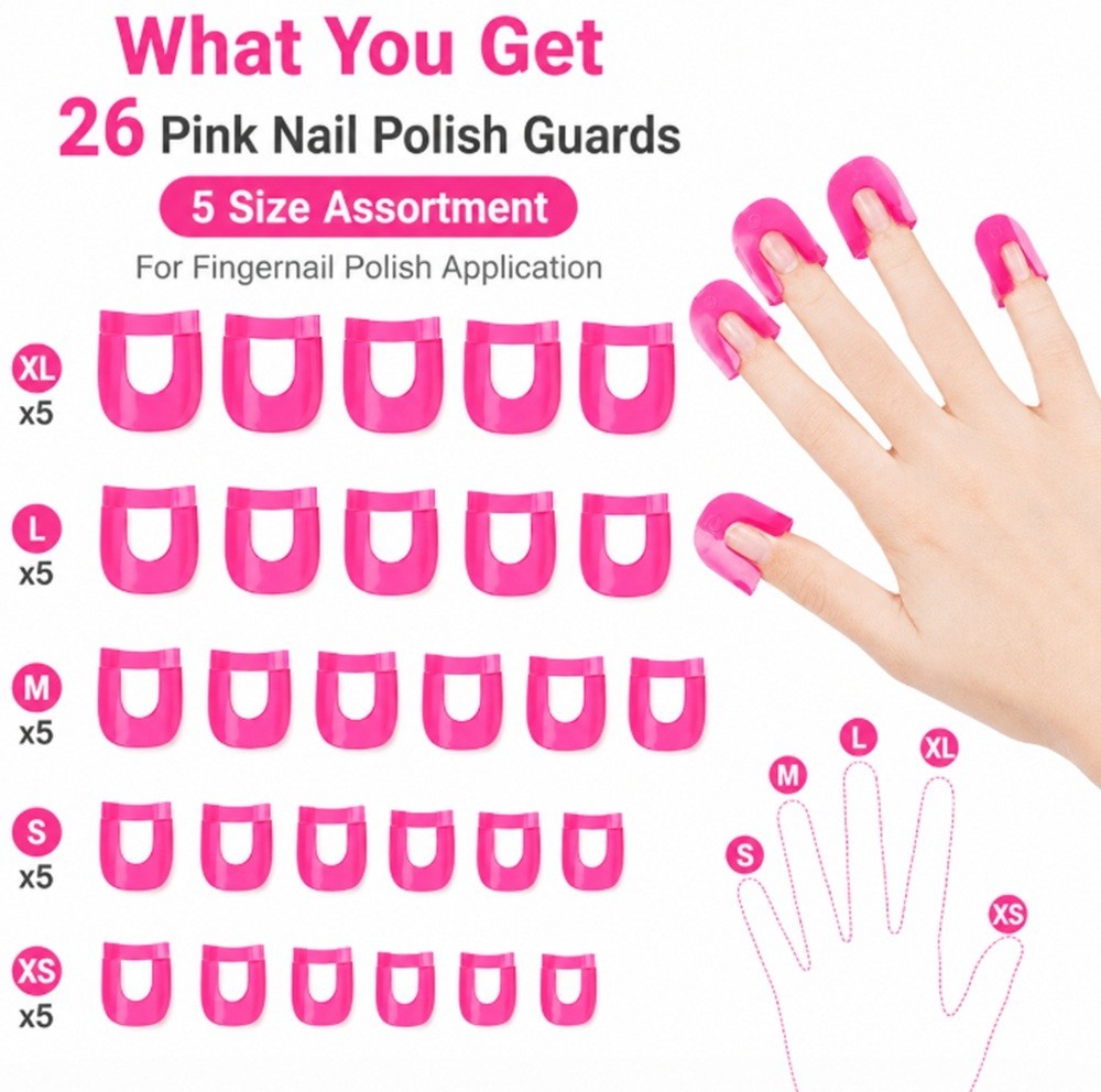 26 Ps U-Shape Nail Polish Protectors & Stencils – Reusable Finger Covers for DIY