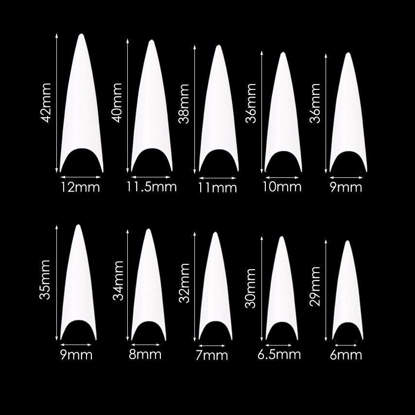Cre8tion Nail Tips #02 Natural Long Stiletto 550 pcs – Item#15132