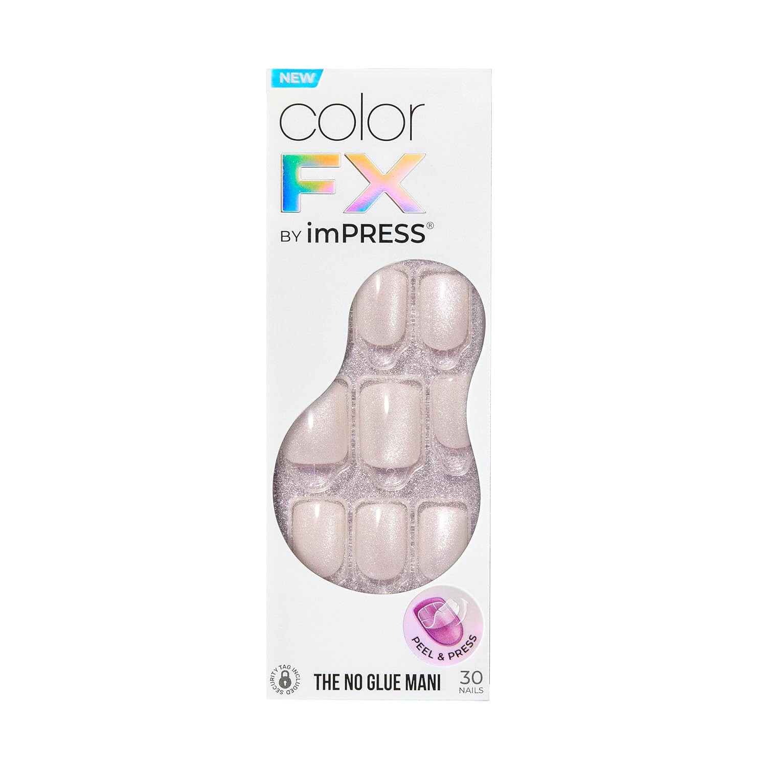 imPRESS Color FX 30 Press On Nails Rebel White Short False No Glue Mani 91399