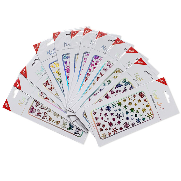 Butterfly Nail Sticker Angel Queen Rose Heart Crown Stars Carriage Laser Decals