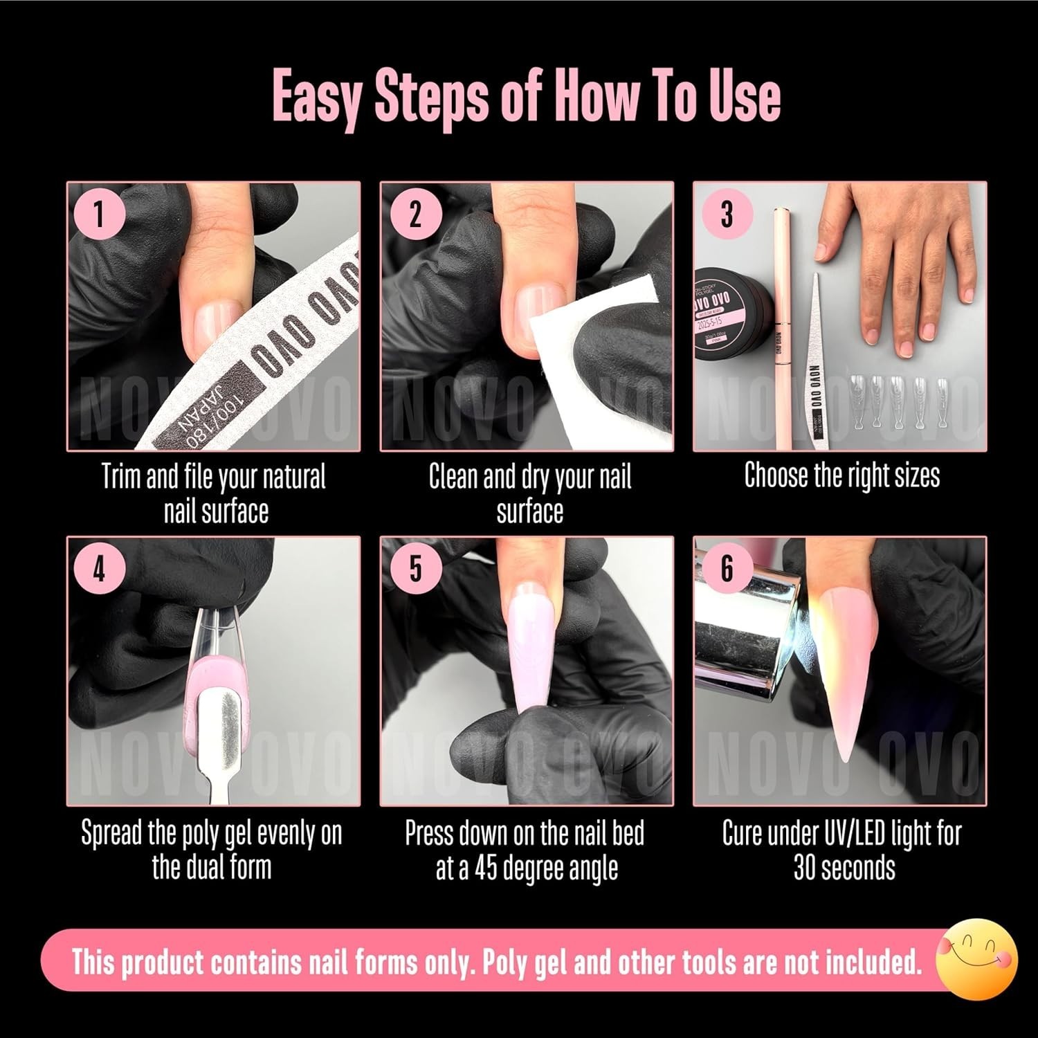 Stunning Medium/Long Stiletto Dual Forms for Polygel – 280 Pcs, 14 Sizes