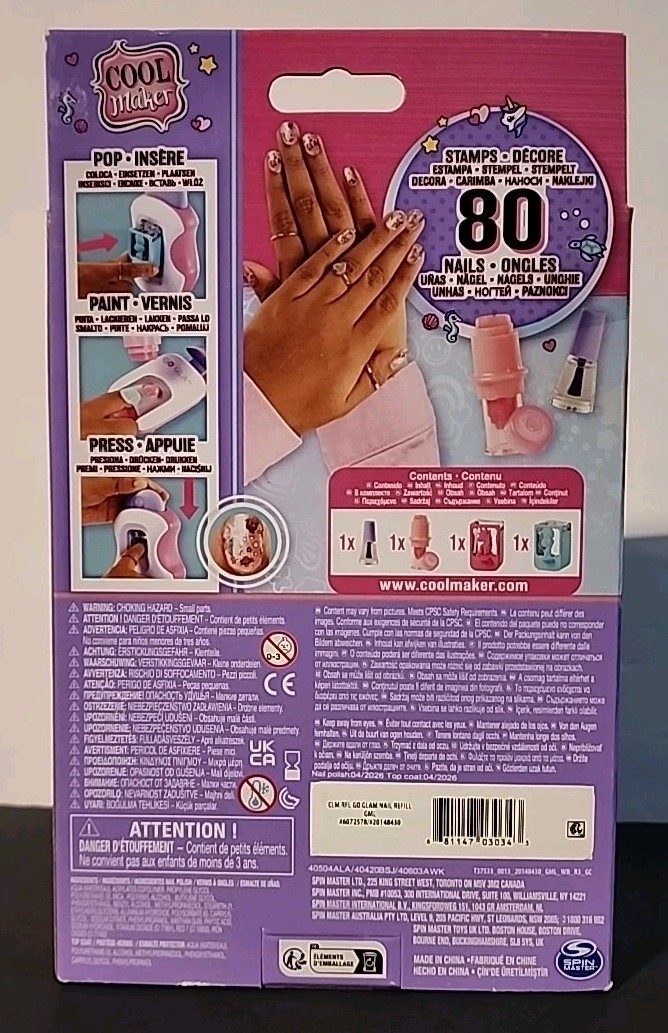 Cool Maker, GO GLAM Nail Kit Refill with Unicorn & Mermaid Designs, Style 80 NEW