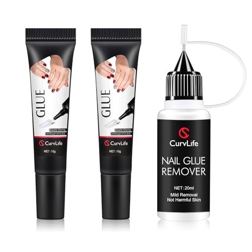 2pcs 10g Semi-Solid Glue Gel & 20ml Nail Glue Remover Kit – Quick Dry, No UV, No