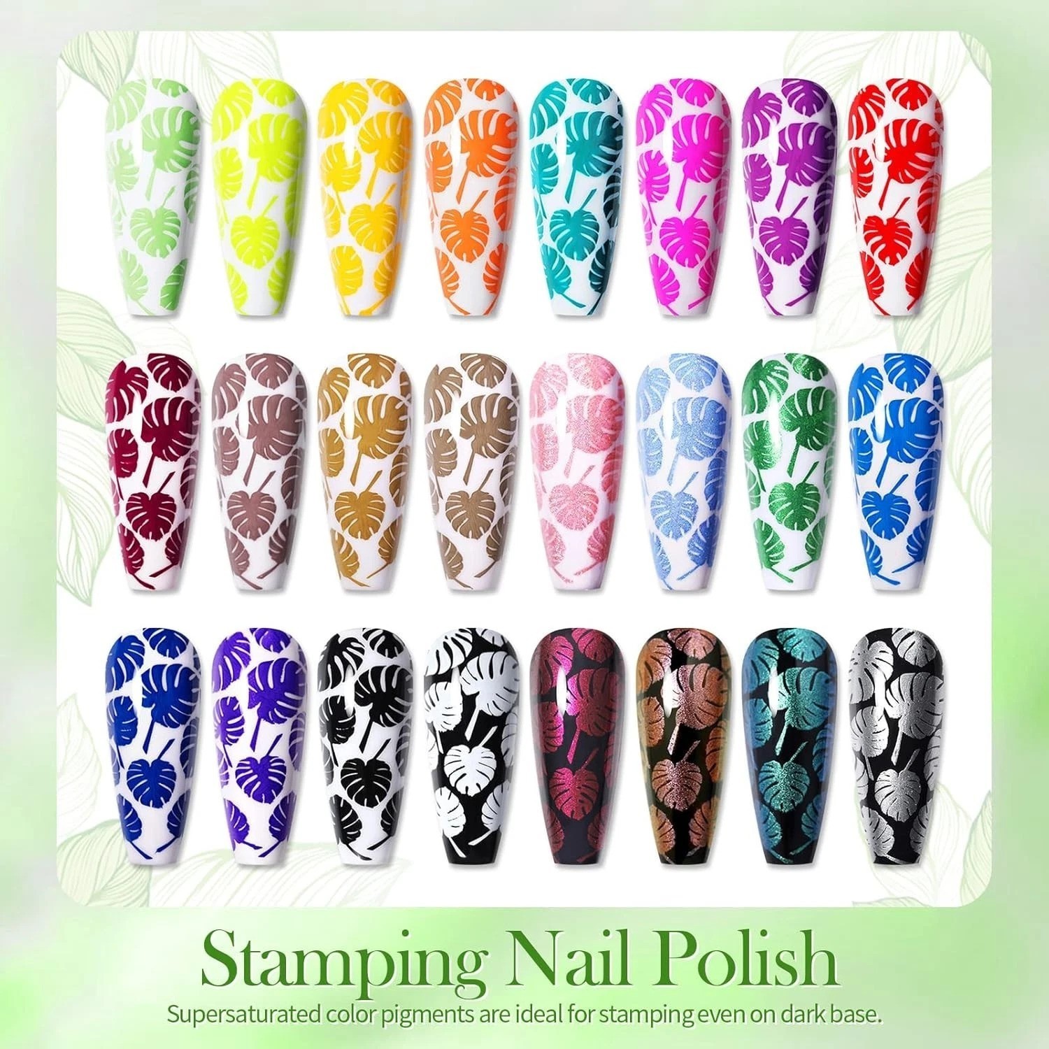 24 Color Bulk Nail Art Stamping Polish with Holographic and Chameleon Finishes