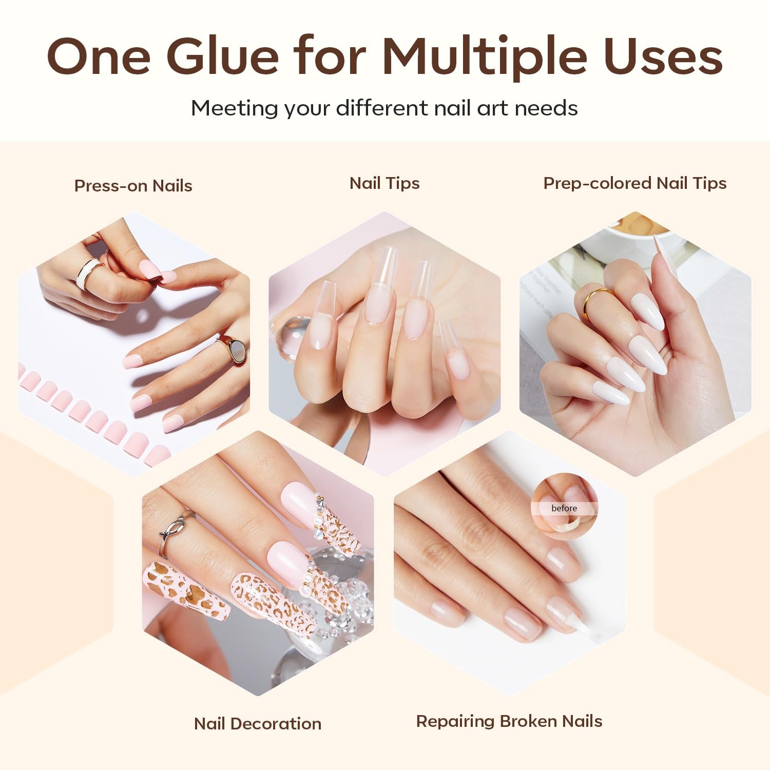 Modelones Nail Glue for Press Ons, Press On Nails and Acrylic Nails, 10 ML Su…