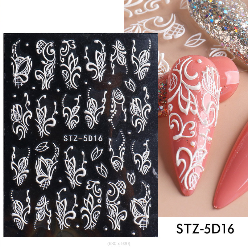 1Sheet White Butterfly French Tips Nail Stickers Manicure 5D16
