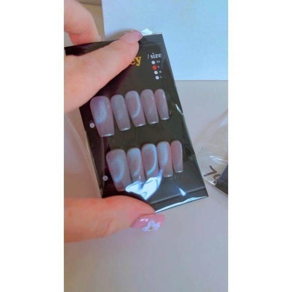 2 SETS OF Fairy grunge handmade acrylic catseye rhinestone nails set small NEW