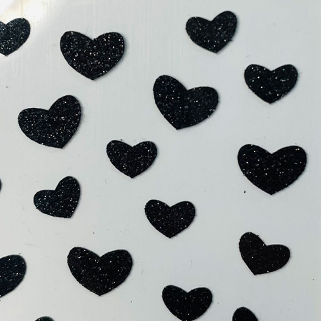Embossed Point Nail Art Black Hearts 3D DIY Sparkle Stickers Made in Korea Trend