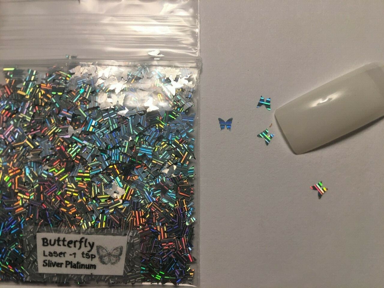 NEW! Laser Series Solvent Resistant BUTTERFLY shape Glitter Nail Art Face-US-tsp