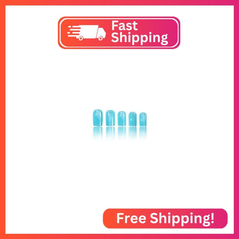 Lake Blue Press on Nails Medium Square SWEKKE Fake Nails Full Cover Jewelry Blue