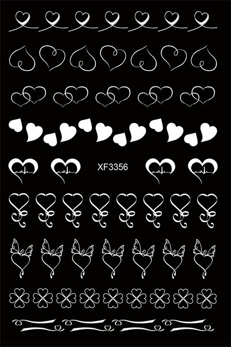 12 Sheets Nail Art 3D Decal Stickers heart with cardiogram bow clover XF335 NH21