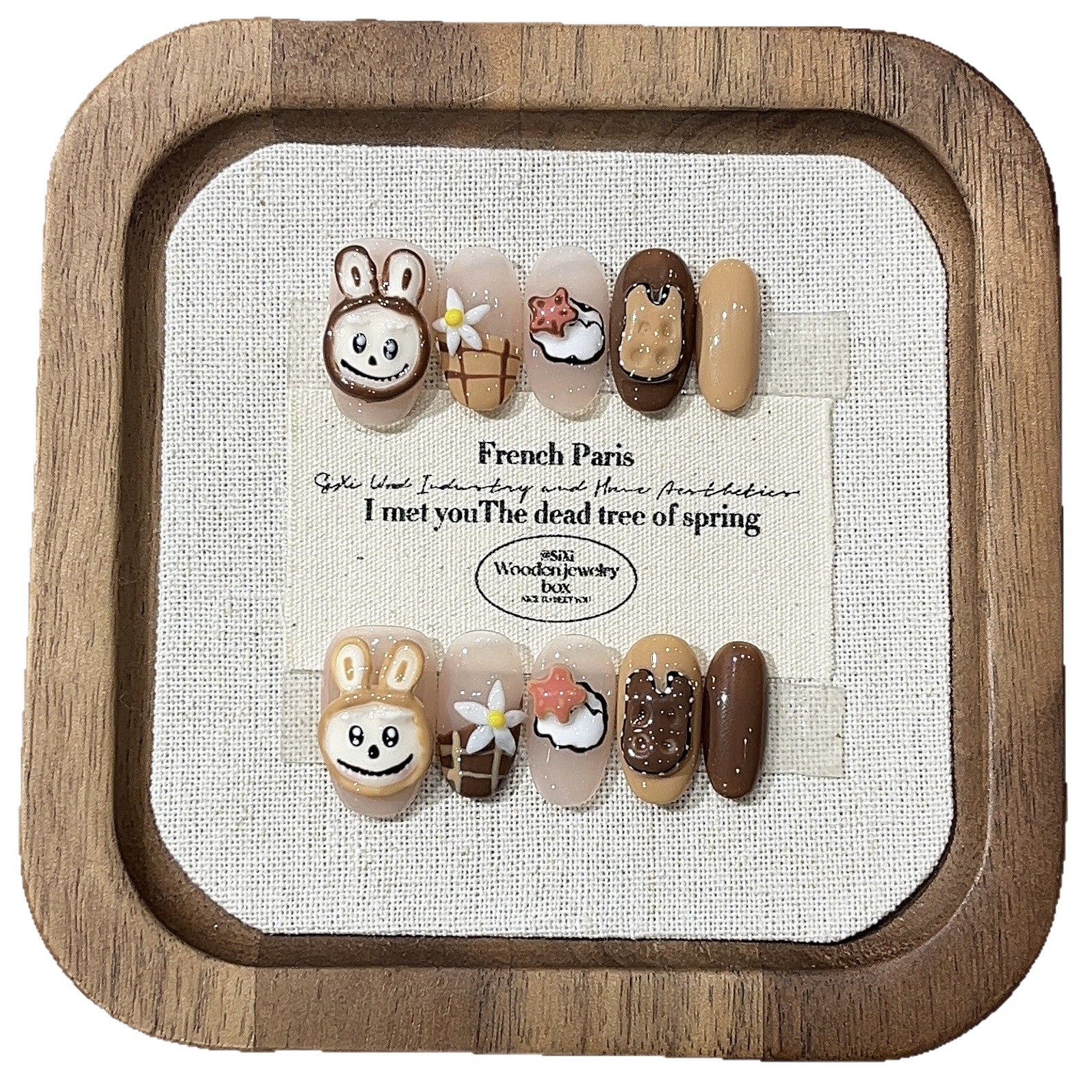 10Pcs Handmade Cartoon Bear Press On Nails Cute Graffiti Casual Daily Look