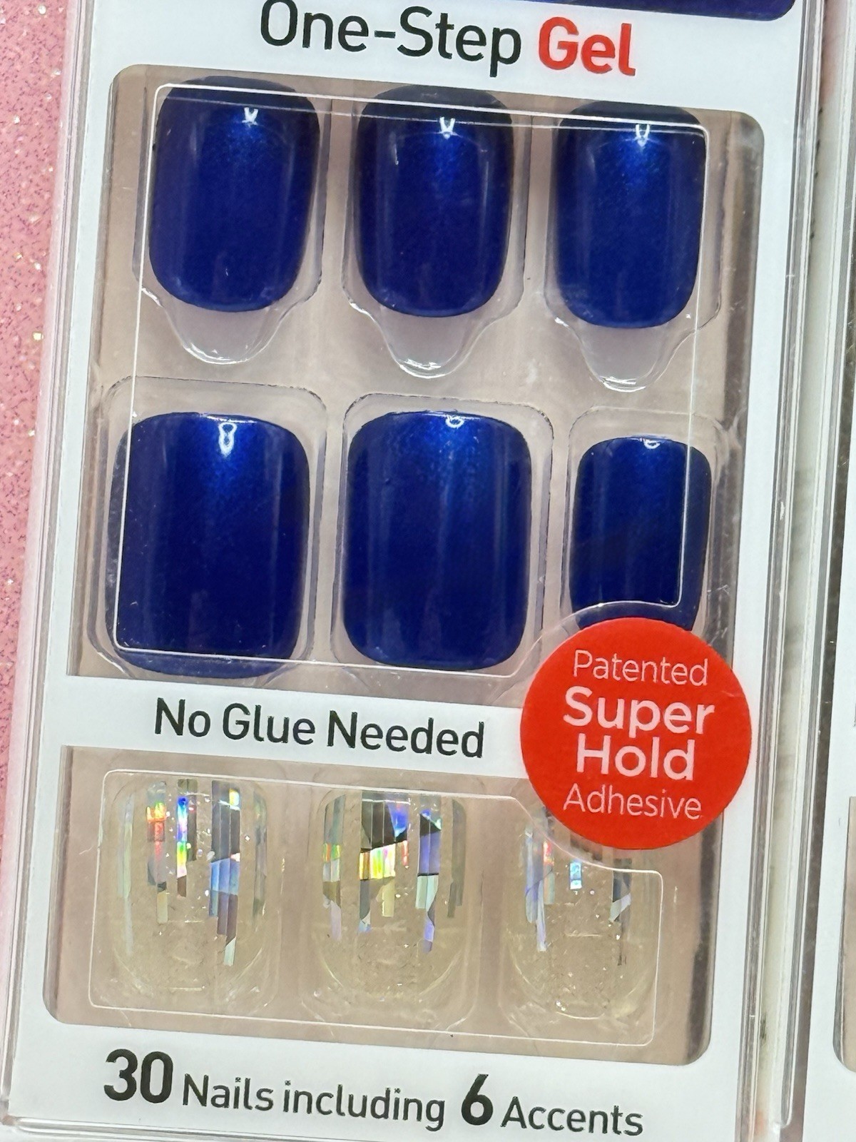 Kiss imPRESS No Glue Press-On Nails Sapphire Blue Glitter 72044 Lot Of 3