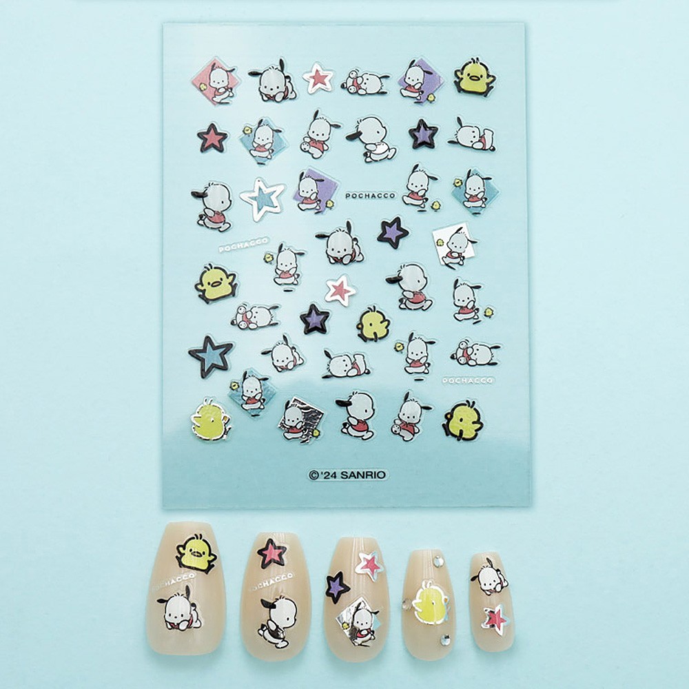 Pochacco Nail Stickers Set – 2 Sheets | Running Kawaii Nail Art Sanrio Korea